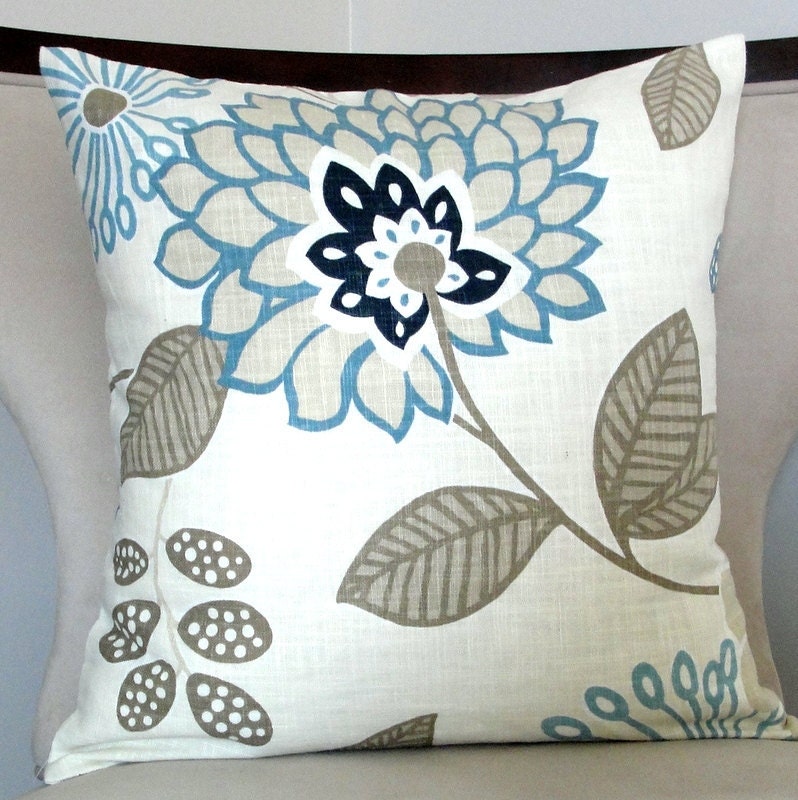 Decorative pillow accent pillow designer Richloom pillow cover 18x18 inches blue, gray and cream