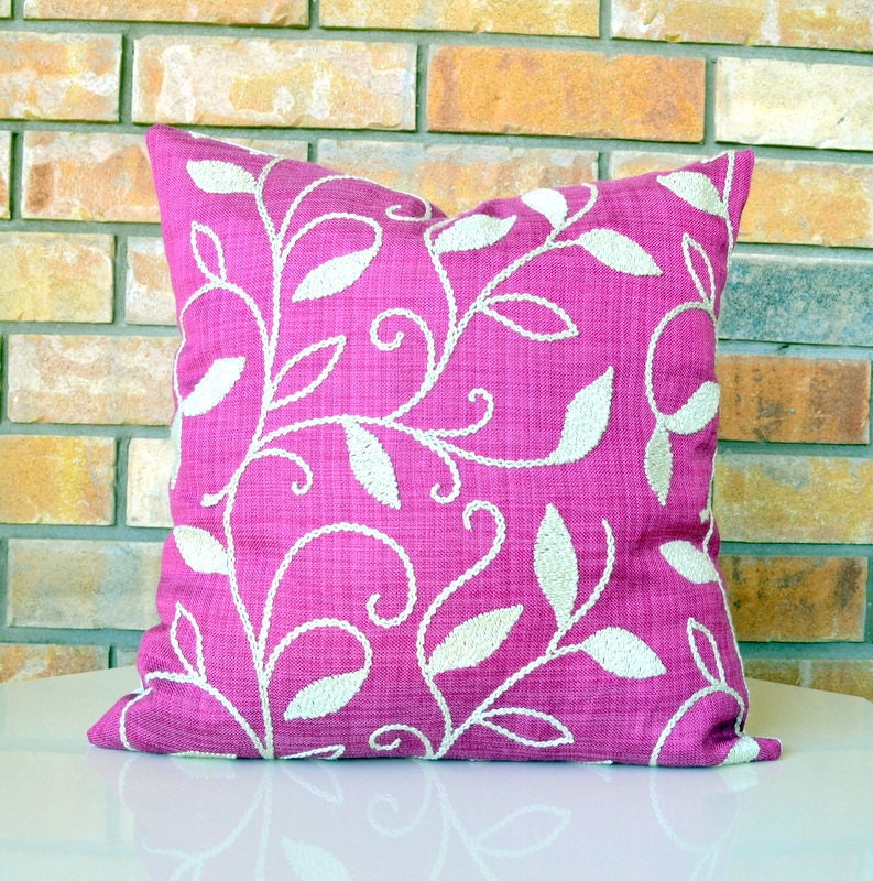 Pink Decorative Embroidery pillow cover accent pillow designer pillow 18x18 inches