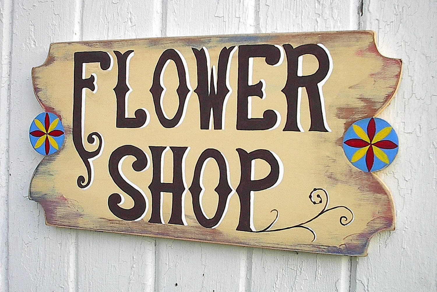 Rustic Decor Sign Garden Wedding Decor Shabby Chic Flower Shop Vintage Style