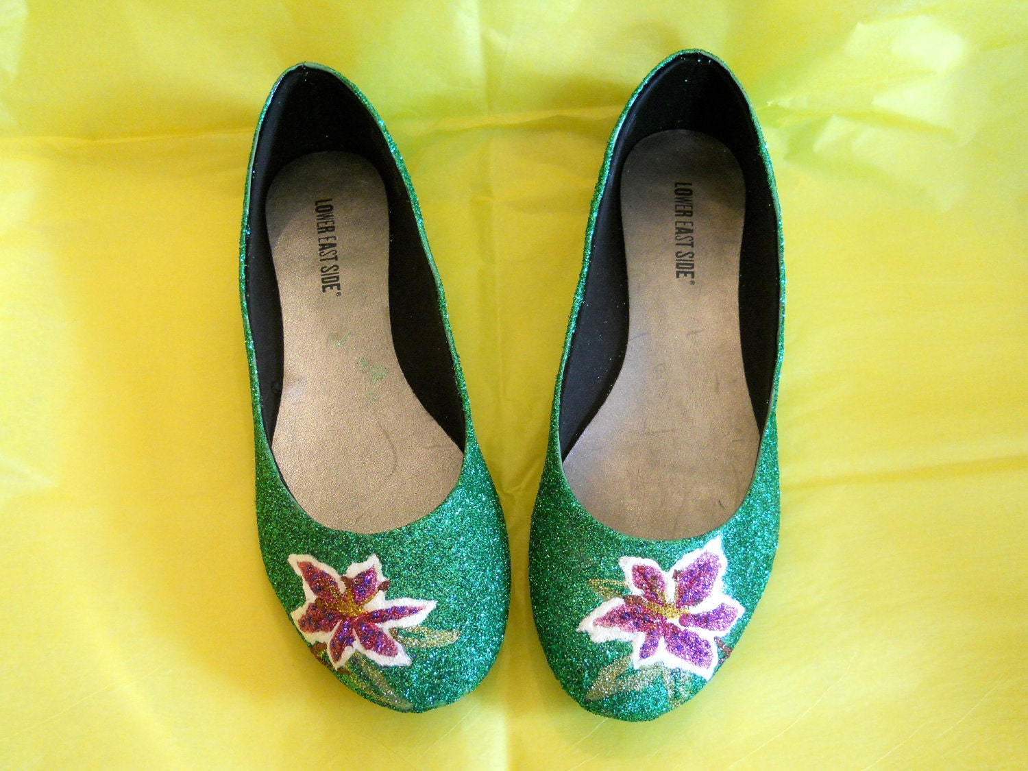 Stargazer Lily Flower Glitter Shoes