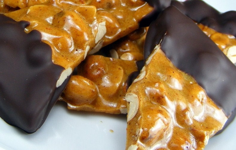 Peanut Brittle with a HINT of Chocolate ( 1LB) Peanut Brittle, Corporate Gift Platter, Bosses Gift, Holiday Gifts - AmedeosBakery