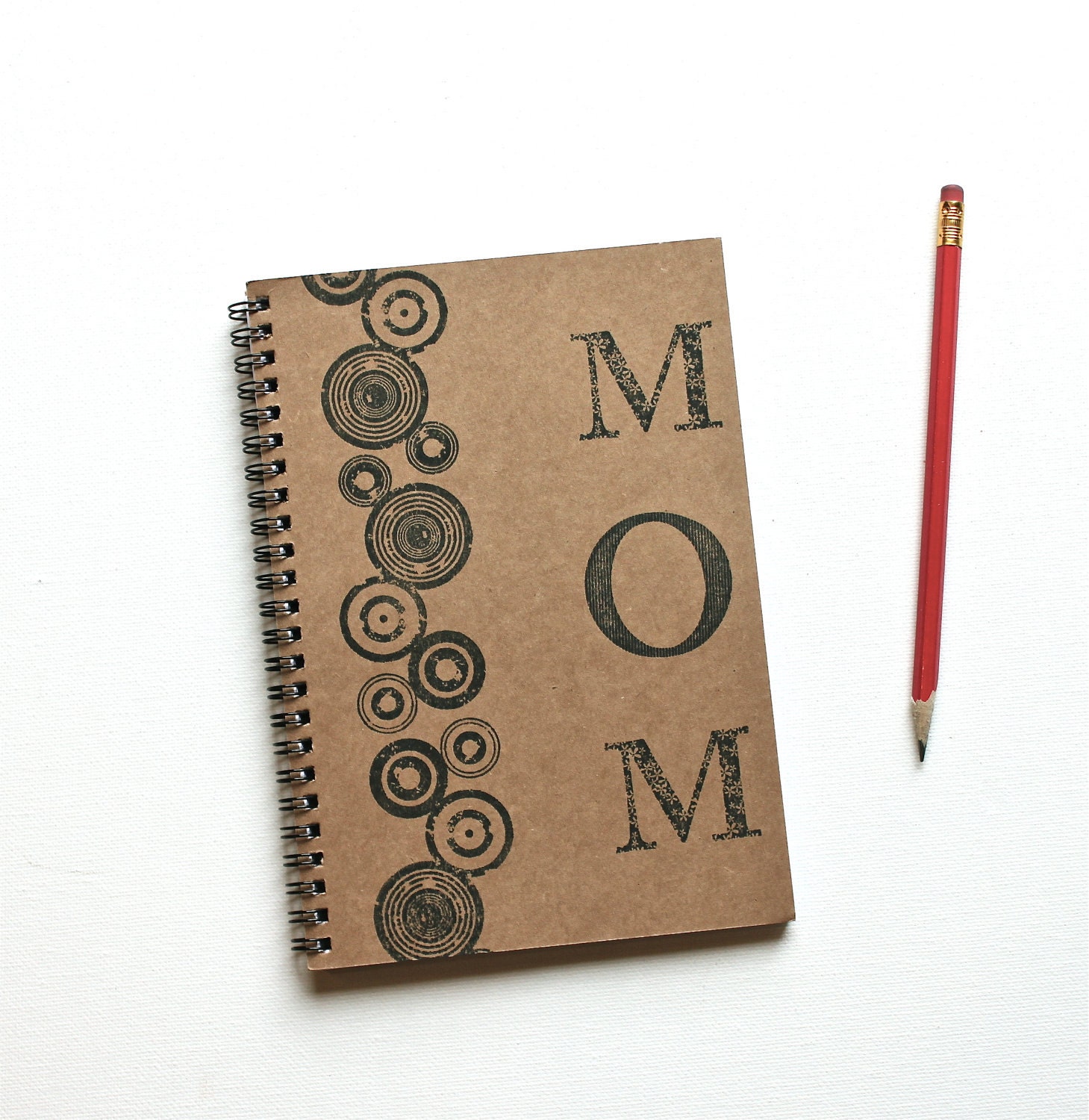 MOM Spiral Notebook Journal  Retro Circles