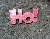 red glittery ho ho ho glitter arts and crafts  cut outs for Christmas, xmas, Santa claus holiday scrapbook supplies
