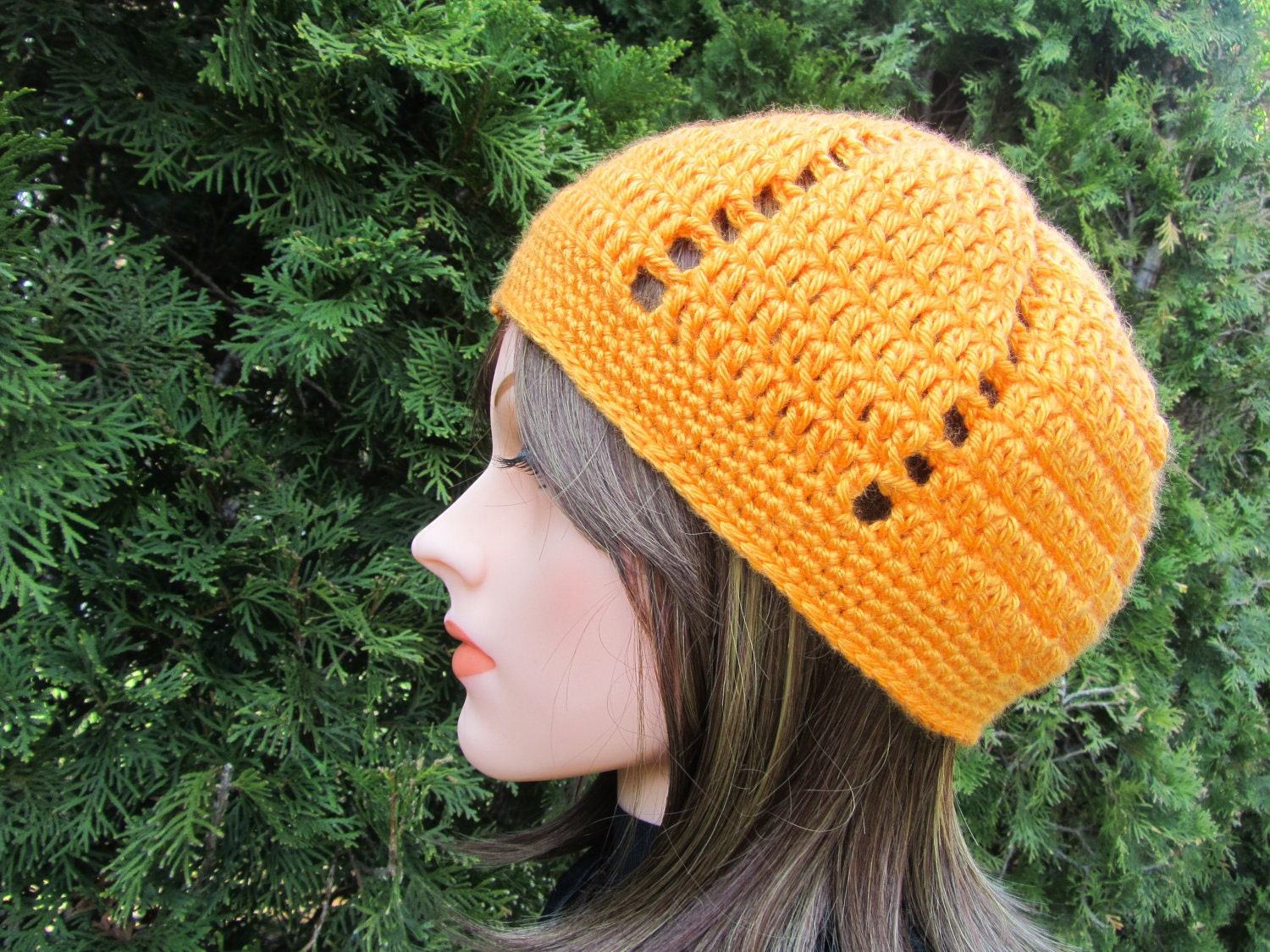 Crochet Beanie - Mango Orange Hat - Orange Beanie For Women - Hat For Teen Girls - Spring/ Fall Hat