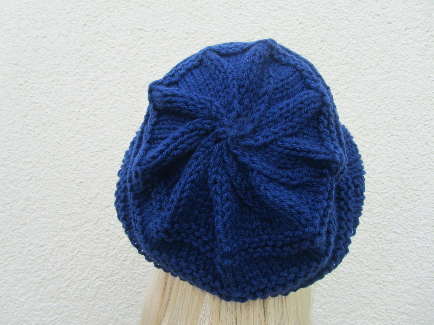 Hand Knit Hat, Slouchy Hat  Midnight Blue, Navy  Unisex Hat