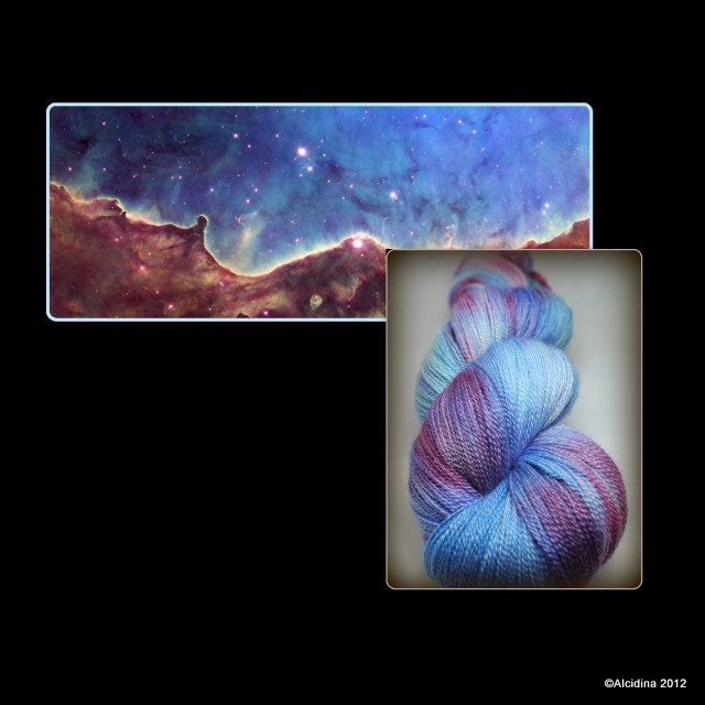 Handpainted lace yarn - Cassiopeia "Landscape" - merino wool / silk lace weight