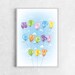 Positive Art - Happy Every Day - balloons print - nursery decor -  summer blu sky birds in the sky clouds rainbow colors green blue yellow
