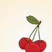 Three Red Cherries - Illustrated Print - 8 x 10 Archival Matte