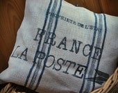 linen cushion grainsack antique France La Poste