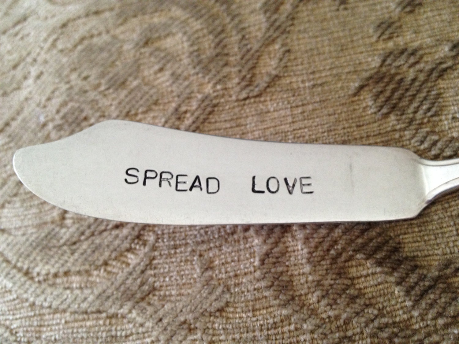 Spread Love  vintage silverware hand stamped cheese spreader, butter knife