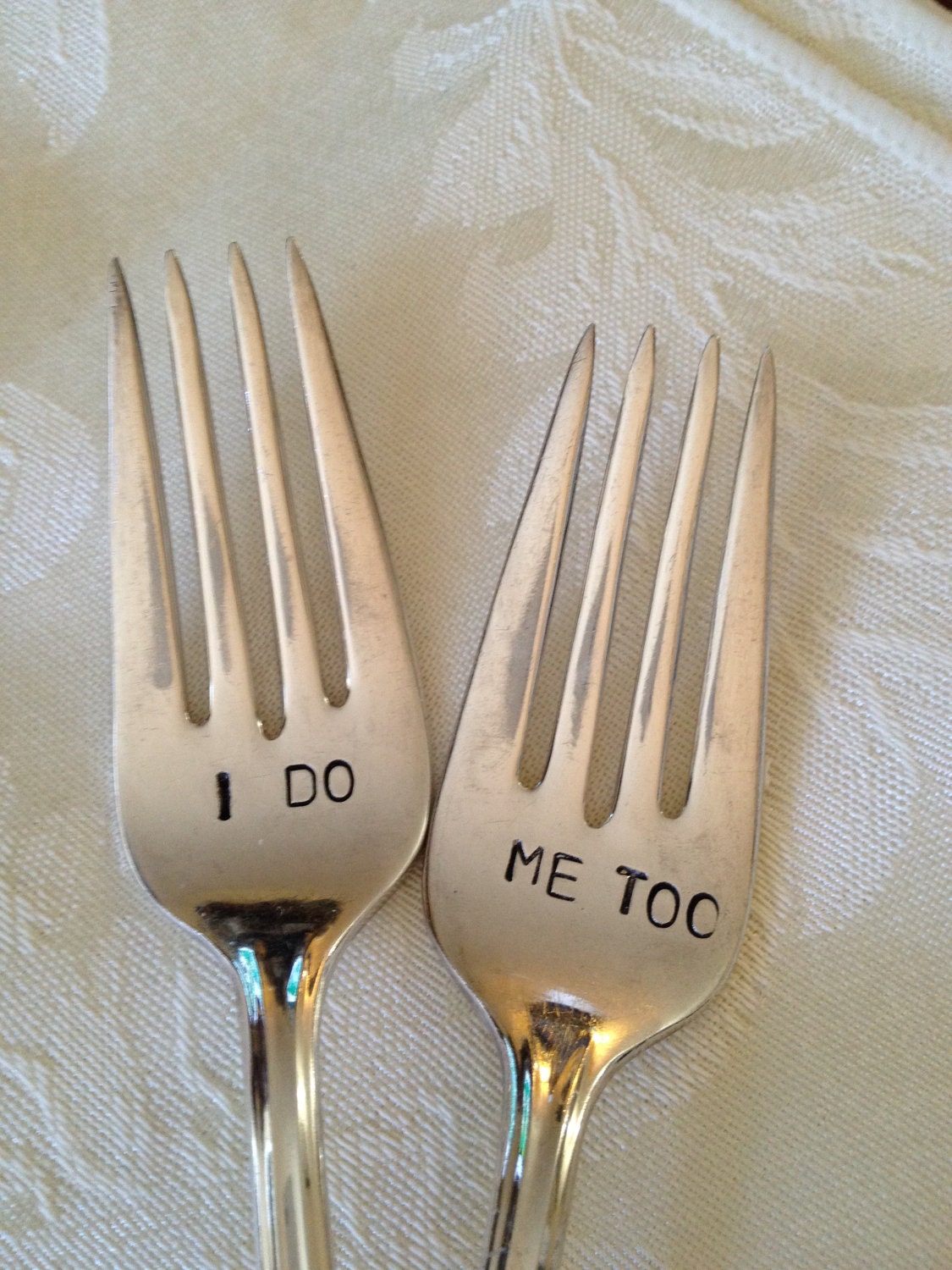 vintage silverware hand stamped pastry fork cake fork I Do Me Too