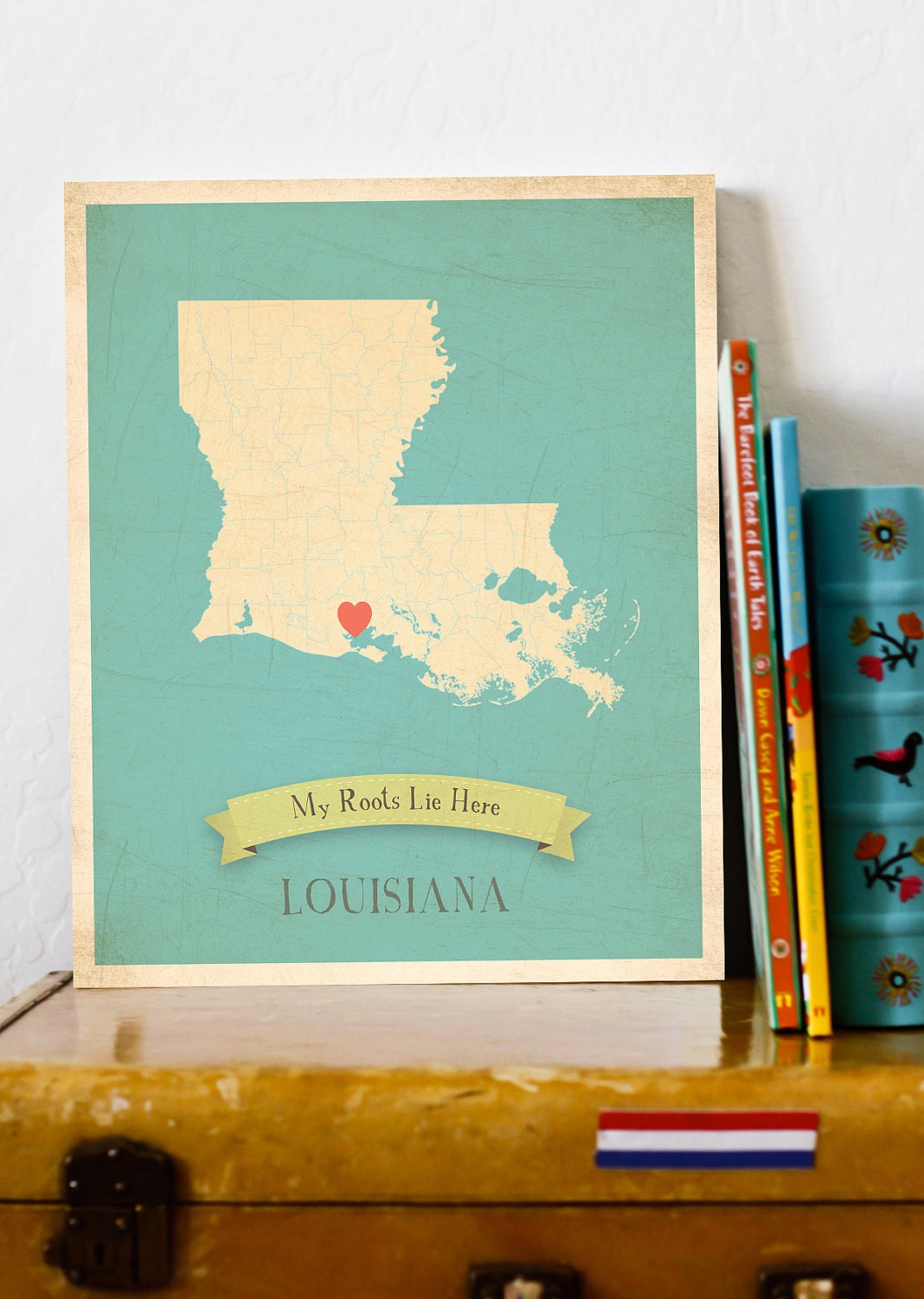 Louisiana Roots Map 11x14 Customized Print