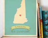 New Hampshire Roots Map 11x14 Customized Print