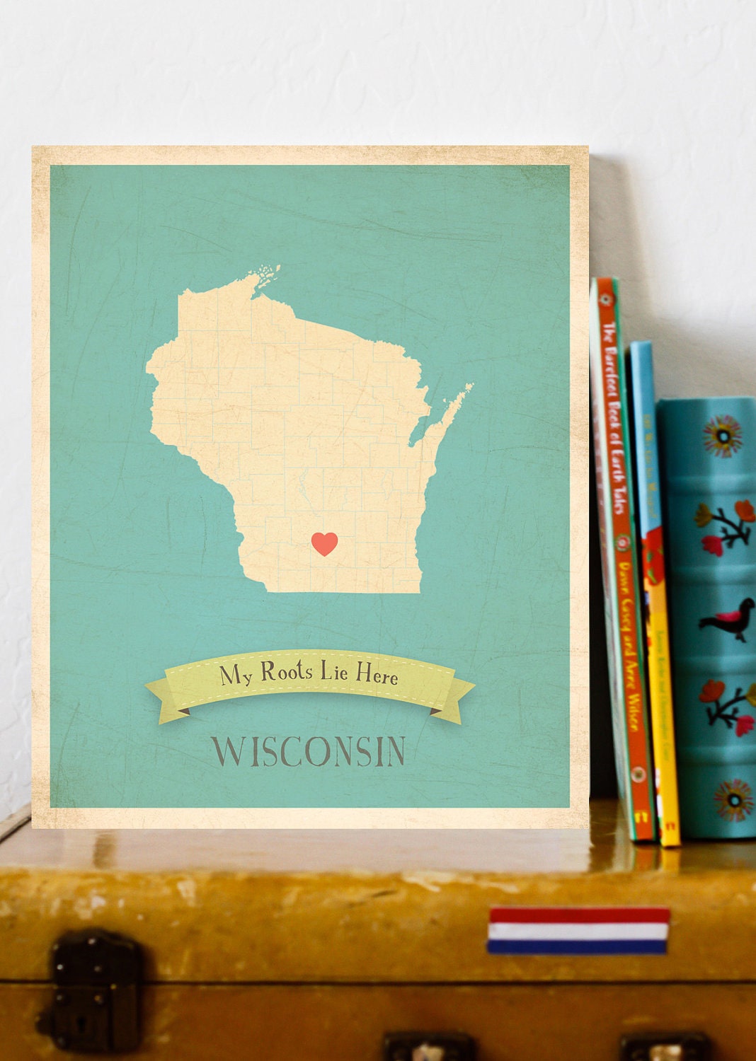 Wisconsin Roots Map 11x14 Customized Print
