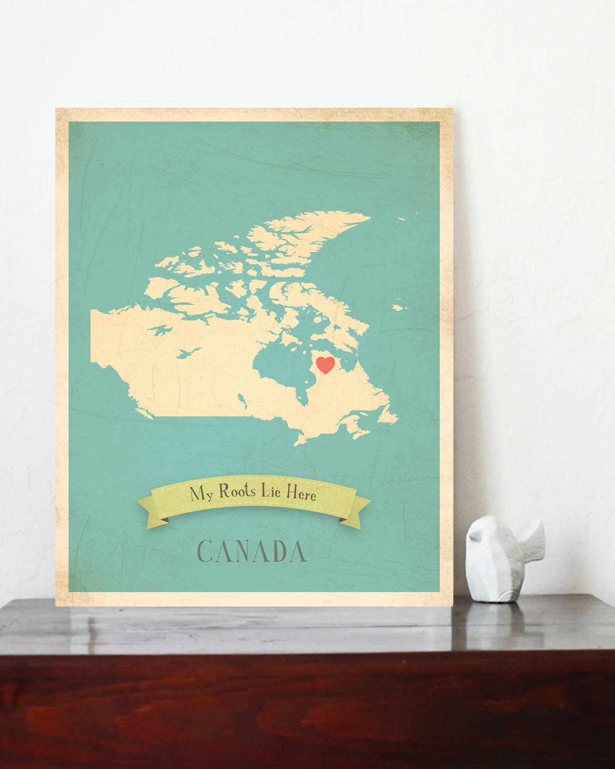 Personalized Vintage Map Wall Art 11x14 - Choose Your Country
