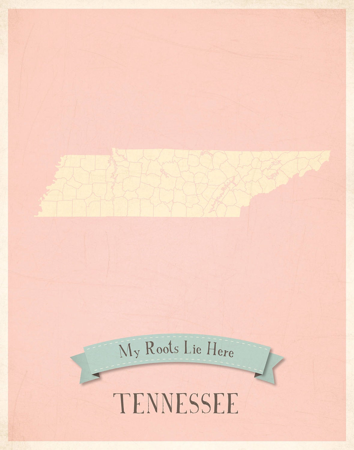25% OFF SALE Tennessee Roots Map 11x14 Customized Print