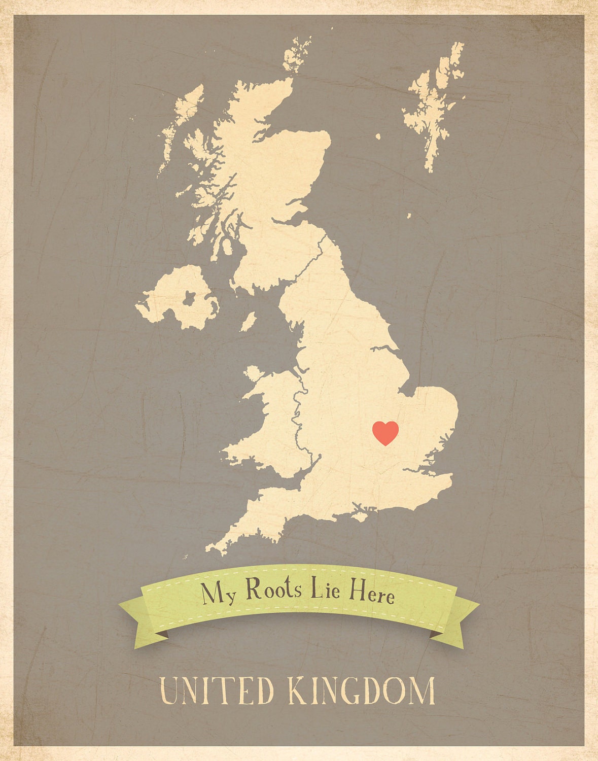 25% OFF SALE Personalized Vintage Map Wall Art 11x14 - Choose Your Country