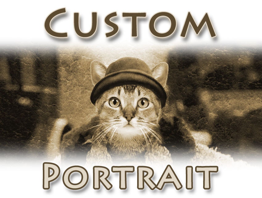 Custom Pet Portrait  Vintage car Digital cat image Altered old photo Anthropomorphic Download postcard 5x7 4x6 and A4 printable size /cv014