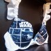 THE RUFFLE ALLIANCE Push-Up: Push-Up Bra with Star Wars Navy Block Pattern Fabric and White Ruffled Straps