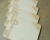 Wedding wish cards, alternative guest book with skeleton key, hand stamped 'forever', set of 10.