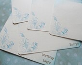 Beach stationery set, flat notecards hand stamped seashells, Miss You, Luv You, Hello, Happy Birthday, Thanks, set of 10 matching envelopes.