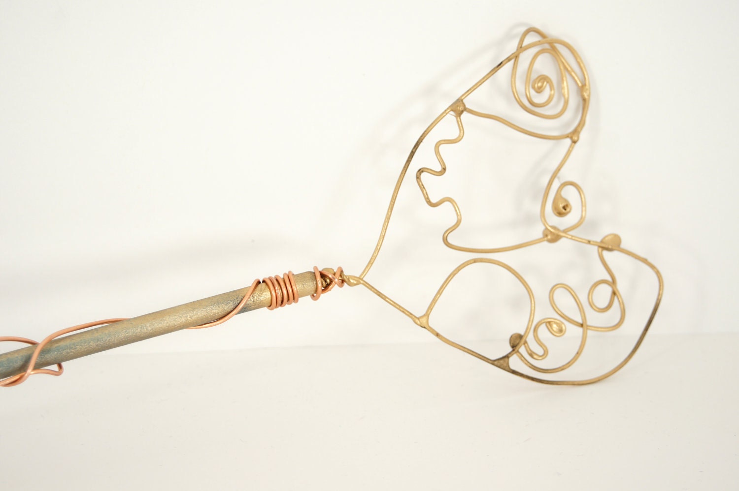 Childrens Toy: Heart Shaped Copper and Wood Magic Wand 1579