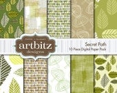 Secret Path 10 Piece Digital Scrapbooking Paper Pack, 12"x12", 300 dpi .jpg