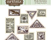 Poste Aerienne No. 20006 10 Piece Postage Stamp Clip Art Kit, 300 dpi .jpg and .png