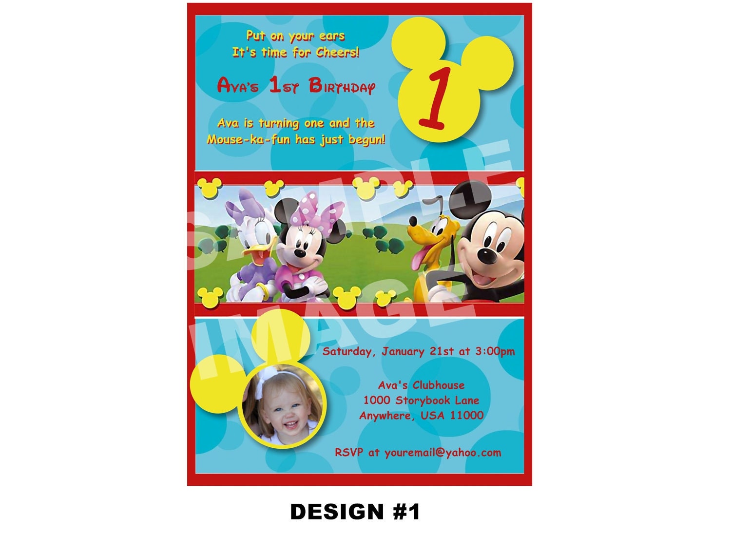 Mickey Mouse Clubhouse Invitation - Birthday Party Printable - Mickey Mouse Birthday Invitation - 3 Designs - Photo Option