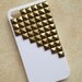 Antique Bronze pyramid stud white iPhone 4/4S case--N1