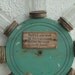 Vintage AQUA GLASS JAR - Spinning Holder - Tools - Nails - Craft Supplies Holder - Wood -