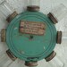 Vintage AQUA GLASS JAR - Spinning Holder - Tools - Nails - Craft Supplies Holder - Wood -