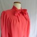 Vintage 80s Coral Pussy Bow Blouse