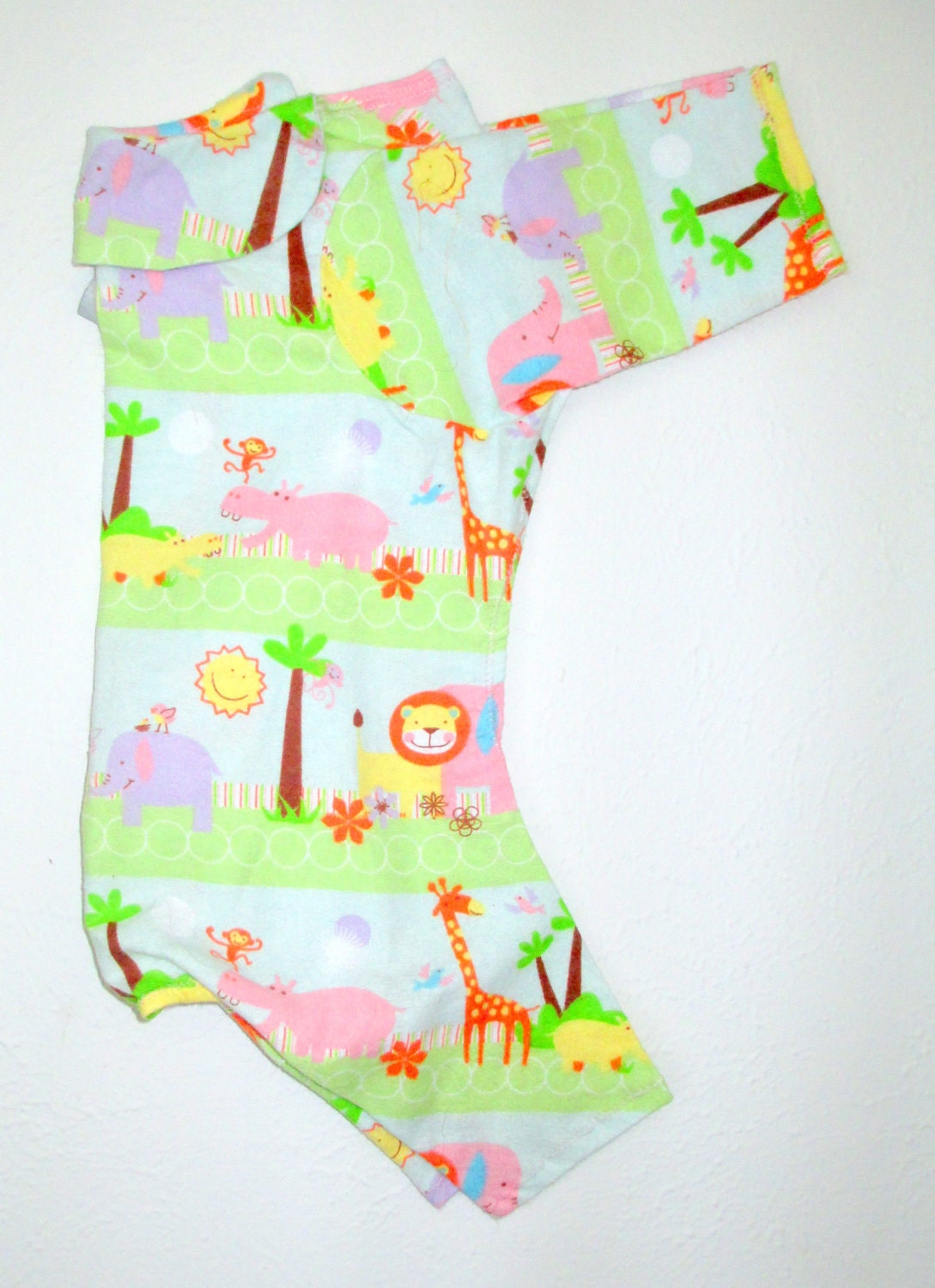 Dog Clothing - Dog Pajamas Toy Breed - Flannel Nursery Print White, Pink. Avocado & Orange