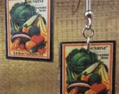 Vintage Seed Packet Image Earrings - Mixed Vegetables - TheBookCellar