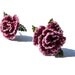 Maroon rose earrings, unique lace earrings, merlot wine rose studs, mauve bordeaux, mini rose, silver posts, hand embroidery lace jewelry