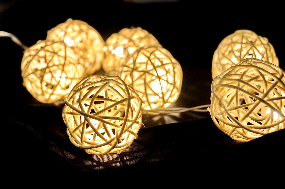 20 x white Rattan ball string light patio outdoor decoration deco room bedroom wedding patio party oriental asia