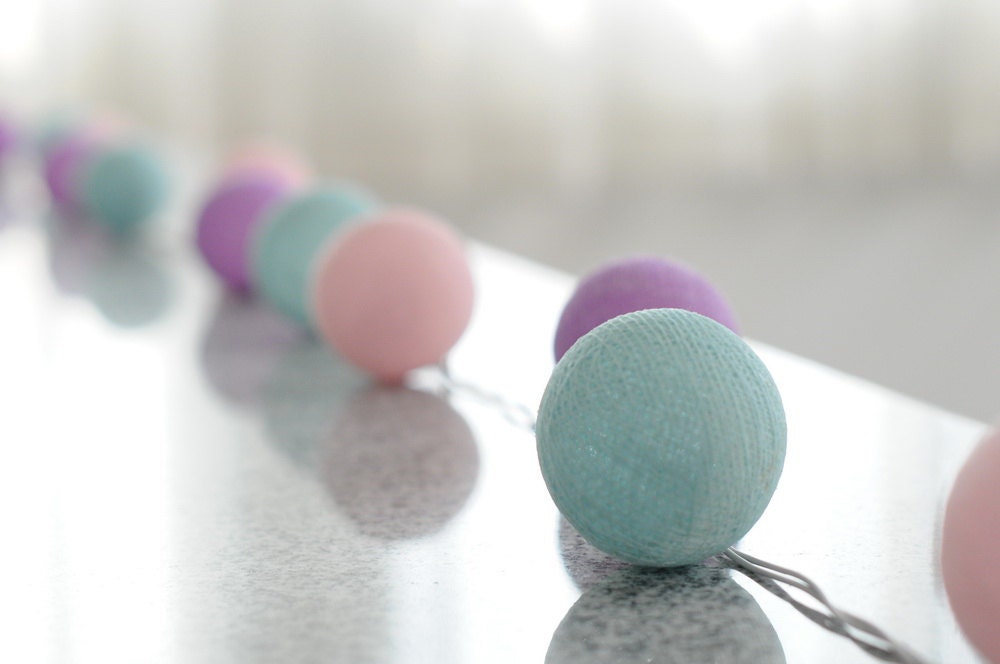 20 x pastel classic baby cute color handmade cotton ball wedding light bedroom light lamp lantern decoration deco patio party