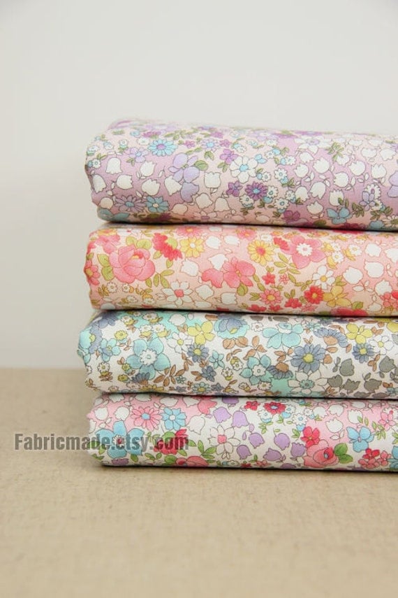 Fat Quarter Bundle Japanese Fabric Bundle Floral Fabric Bundle Tiny Flower Cotton Fabric Bundle- sets for 4