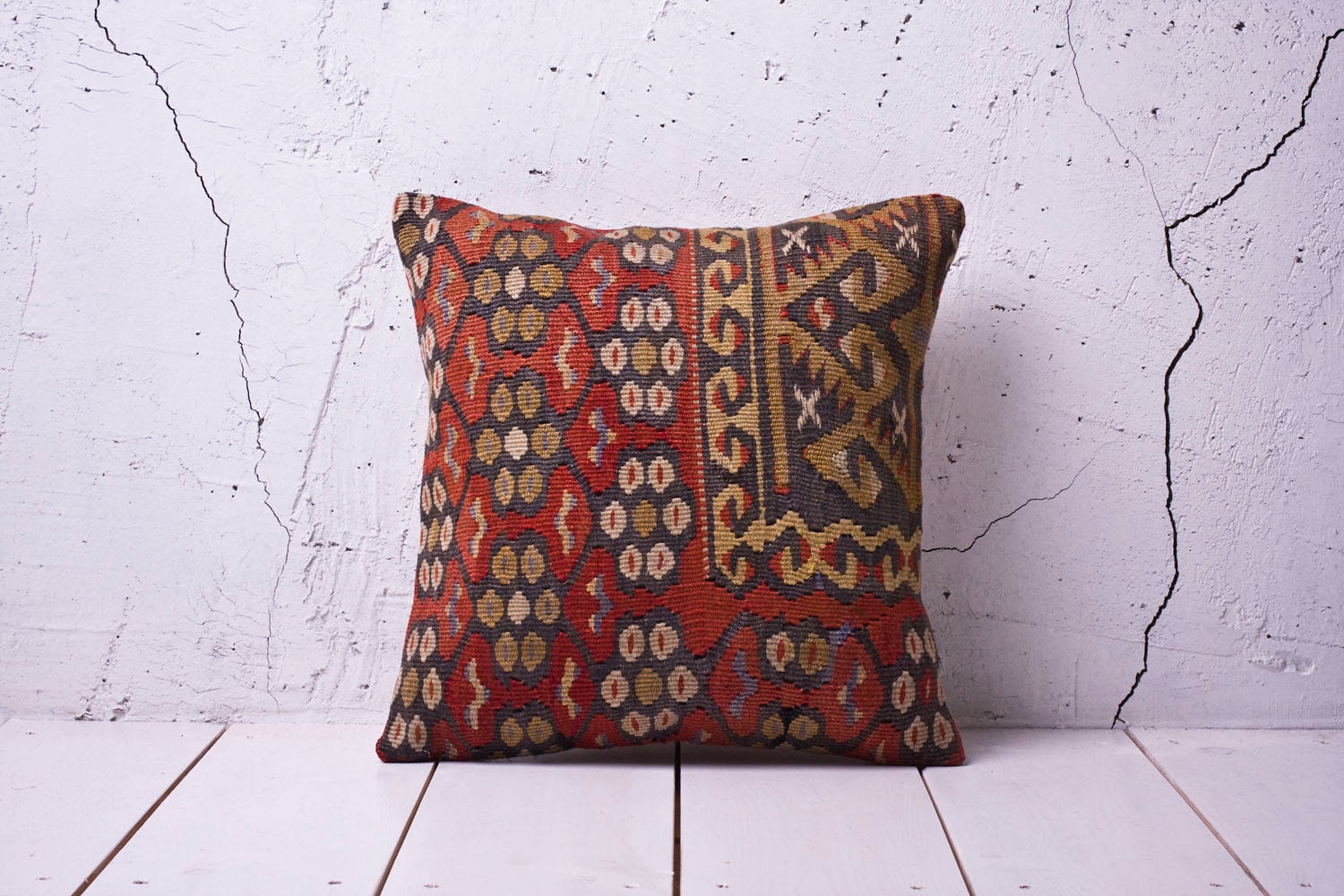 RESERVED for donnaschmidt-hand woven vintage kilim pillow cover - 15.75" x 15.75" - free shipment with UPS - 01082-59