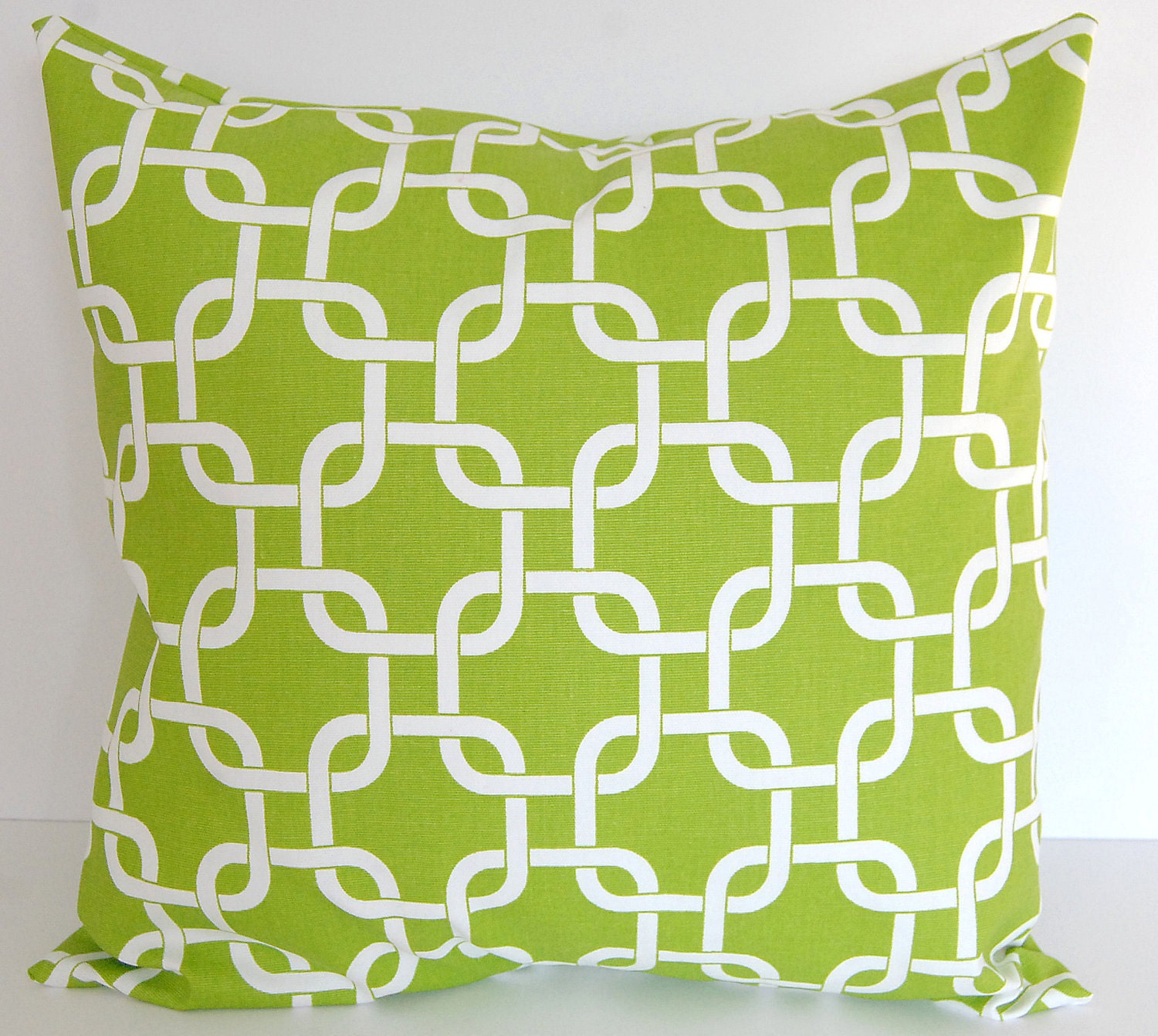Set of two Decorative pillow covers 20 x 20 chartreuse green "gotcha"