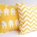 Yellow pillow covers set of two 18" x 18" decorative throw pillow covers yellow chevron zig zag and yellow elephants
