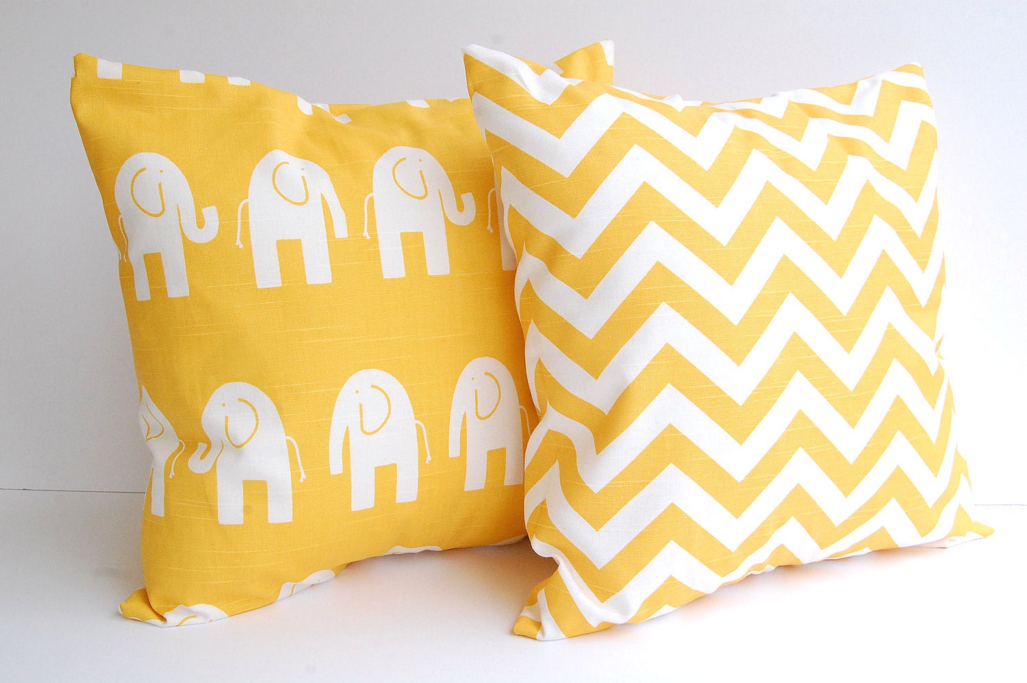 Throw pillows yellow set of two 16 x 16 by ThePillowPeople on Etsy