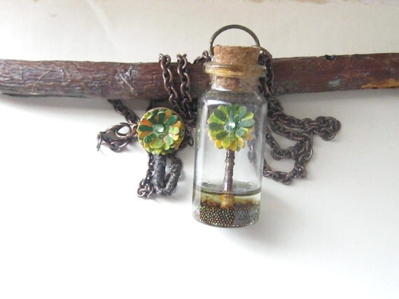 Buy traditional anniversary gifts - Pendant Necklace - Glass Vial - Paper Jewelry - First Anniversary Gift