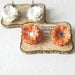 Mini Post Earrings - Paper Jewelry Earrings - Orange and Yellow Flowers