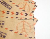 10 Mini Kraft Envelopes Airmail Vintage Style Paris France French Par Avion