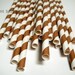 20 Brown Striped Straws Drink Flags Party Favor Decoration Retro Soda Chocolate and Vanilla