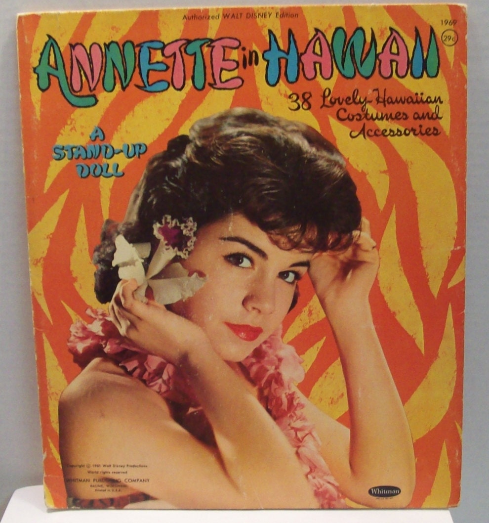 vintage Annette in hawaii stand up doll Whitman 1969 copyright 1961 paper doll