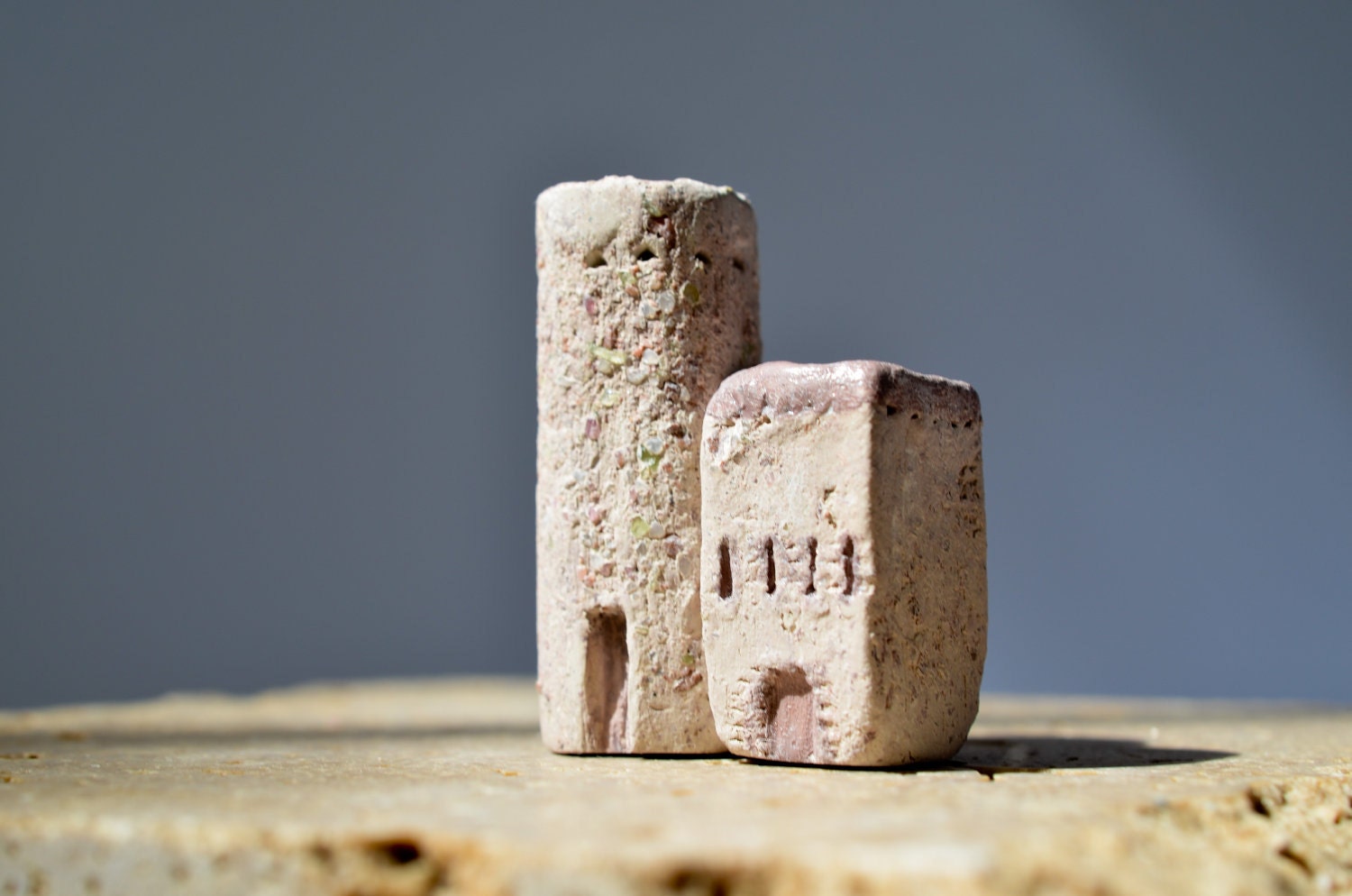House and Tower Architectural Abstract Sculptures Miniature Clay Houses