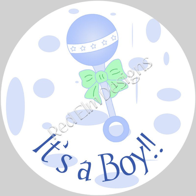 It's a Boy Baby Rattle stickers - Sheet of 20 - 2" round
